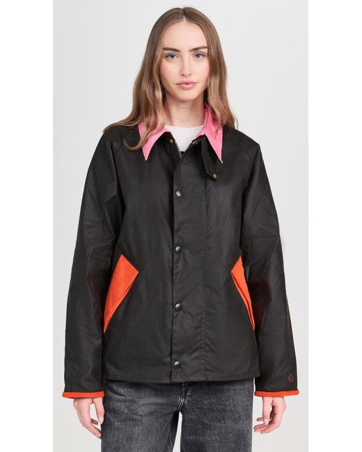 Flower Mountain Barbour X Tranport Wax Jacket Olive/fuchia in
