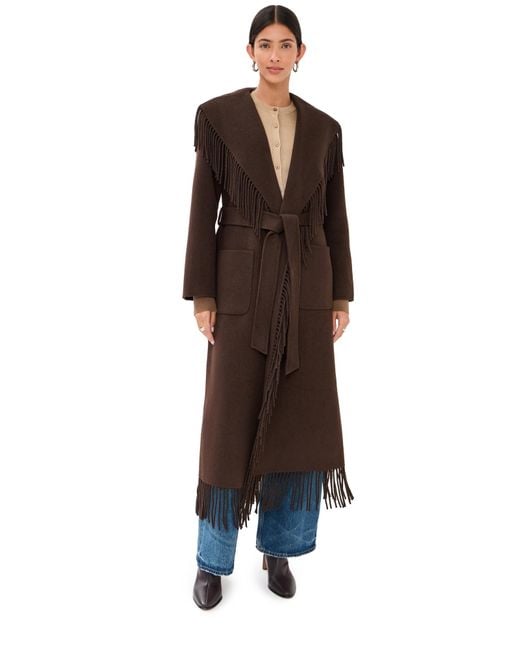 Jonathan Simkhai Black Carrie Fringe Robe Coat