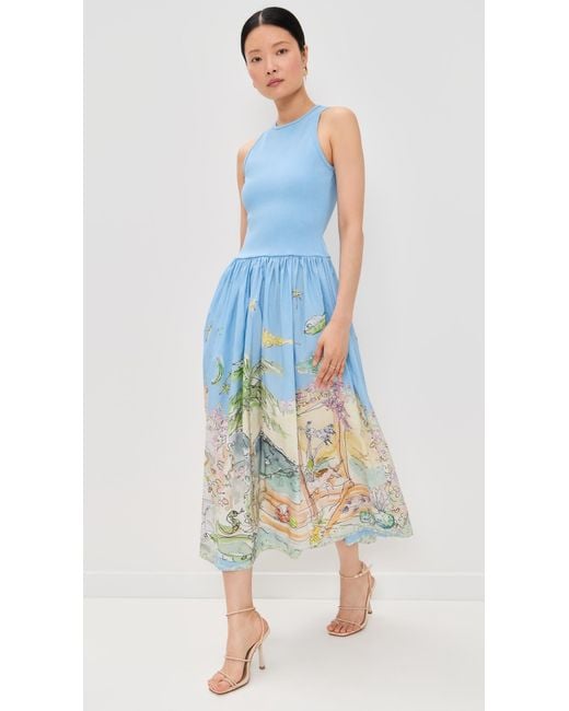 ALÉMAIS Blue Anouk Tank Midi Dress