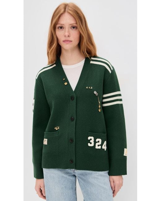 Sea Green Arther Varsity Knit Cardigan