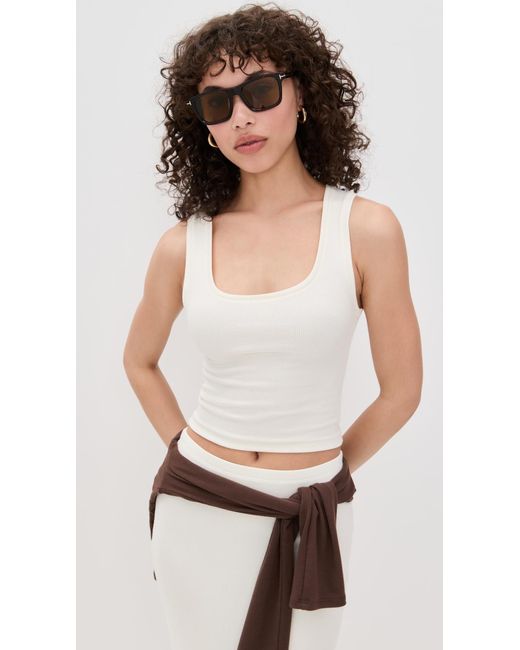 ÉTERNE White Square Neck Tank