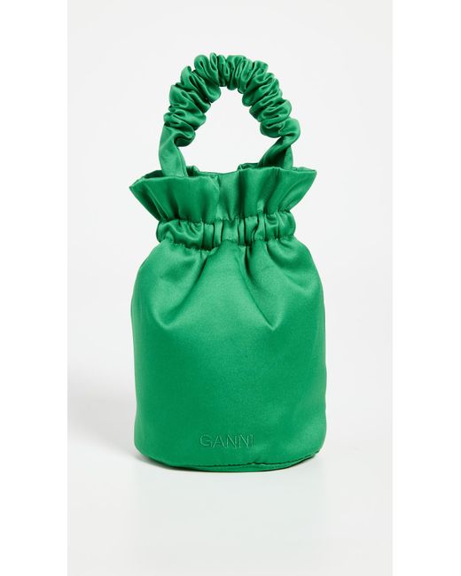 Ganni Occasion Ruched Top Handle Bag in Green Lyst