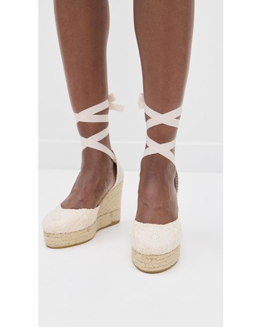 Manebí White Wedge Crochet Espadrilles