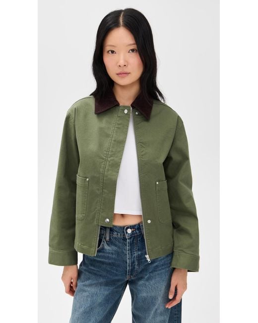 ALIGNE Green Madi Contrast Collar Jacket