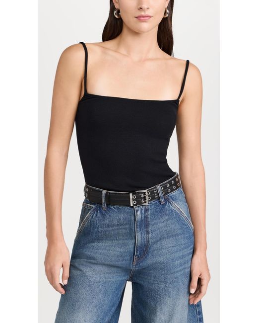 Ganni Double Eyelet Belt in Black | Lyst
