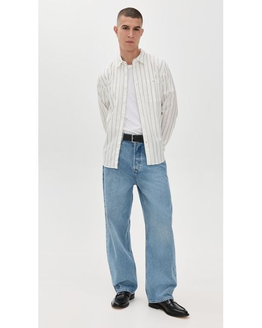 Vince White Port Stripe Double Pocket Shirt for men