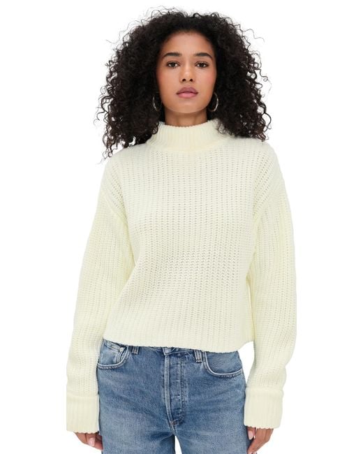 GOOD AMERICAN Women's Black Chunky Knit Mock Neck Sweater