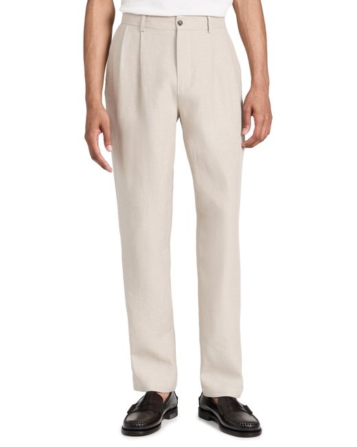 De Bonne Facture White Linen Two Pleat Trousers for men