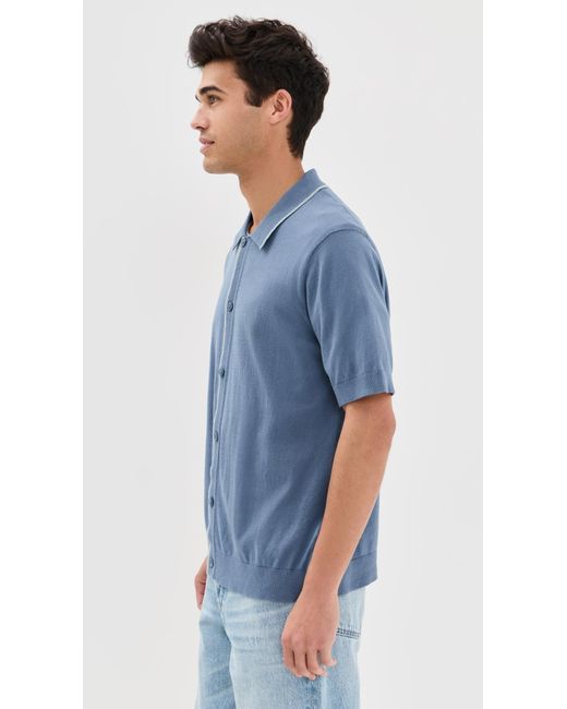 NN07 Blue Nolan Button Down Sweater Polo for men