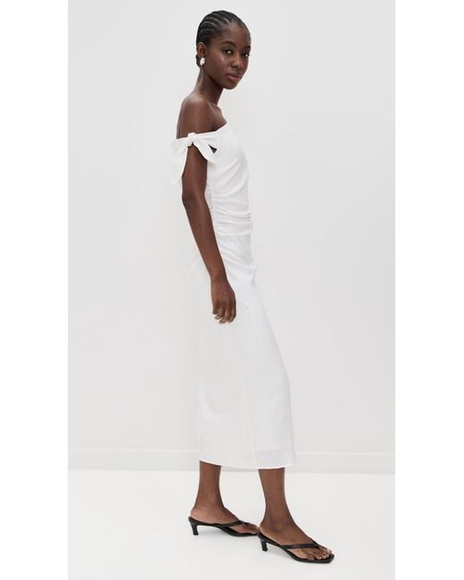 Wayf White Cleo Tie Shoulder Midi Dress