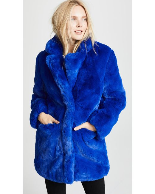 Apparis Blue Sophie Faux Fur Coat