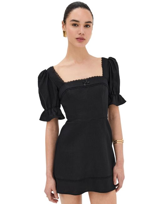 Reformation Black Evianna Linen Dress