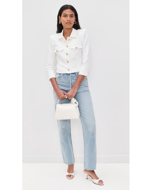 L'Agence White Kumi Cropped Fitted Jacket
