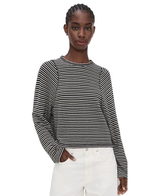 Madewell Black Striped Curved Long-Sleeve Tee