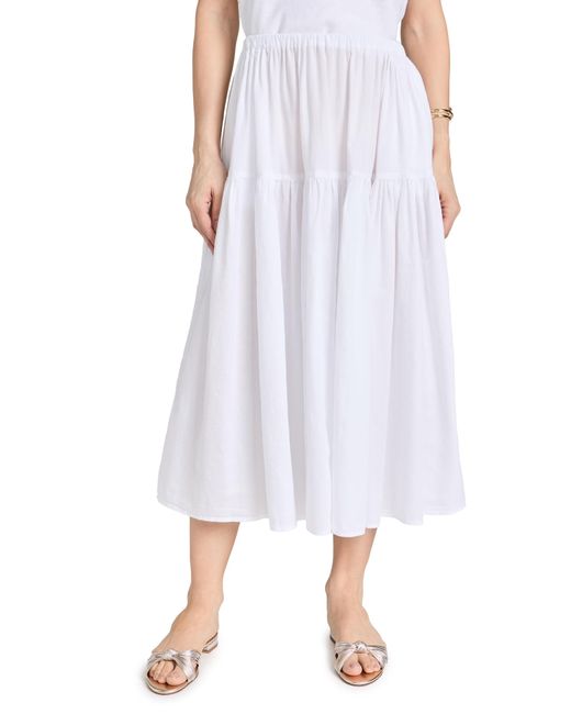 Enza Costa White Cool Cotton Tiered Skirt