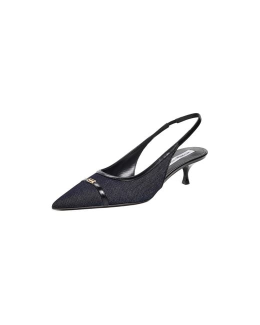 Victoria Beckham Black B Buckle Kitten Heel Slingbacks