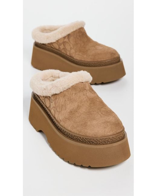 COACH White Cecilia Sherpa Clogs