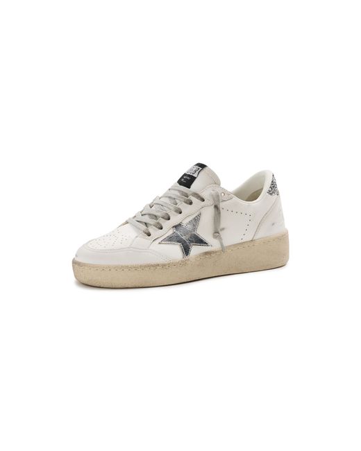 Golden Goose Deluxe Brand White Ballstar 2 Leather Upper And Spur Laminated Star Glitter Heel Sneakers