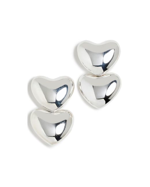 Annika Inez White Dual Voluptuous Heart Earrings