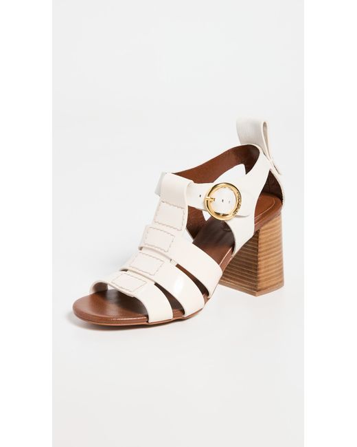 See By ChloÃ© Leather Millye Fisherman Heel Sandals in Natural | Lyst