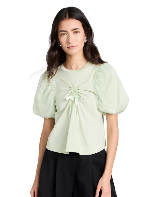 Simone Rocha White Ione Rocha Cropped Ruched Bow T-hirt With Tue Overay Eeve Int