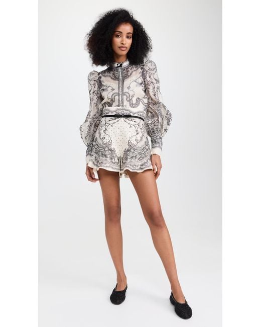 ショートパンツ Zimmermann 'Crush Flat Front' shorts ZIMMERMANN 'Crush Flat Front Frill' Shorts | Neutrals | FARFETCH