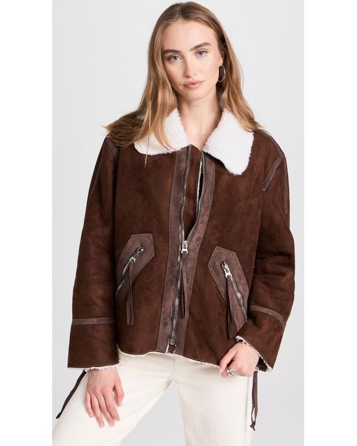 Moon River Oon River Hearing Utang Jacket in Brown | Lyst