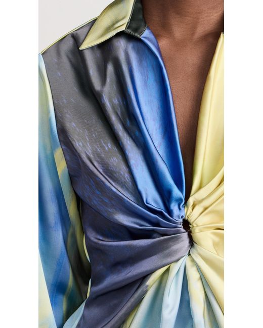 Jonathan Simkhai Blue Roma Drape Front Mini Dress