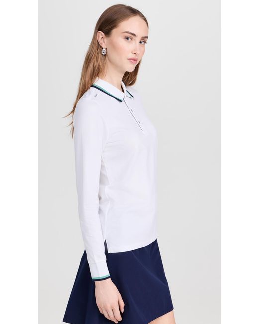 Ralph Lauren White Long Sleeve Tour Pique Val Polo