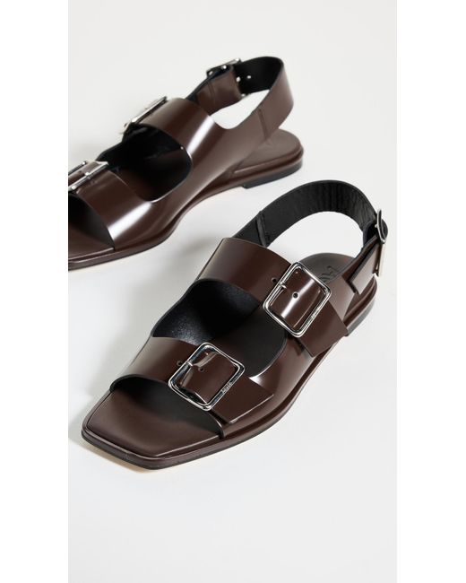 Aeyde Black Tekla Polido Calf Leather Sandals