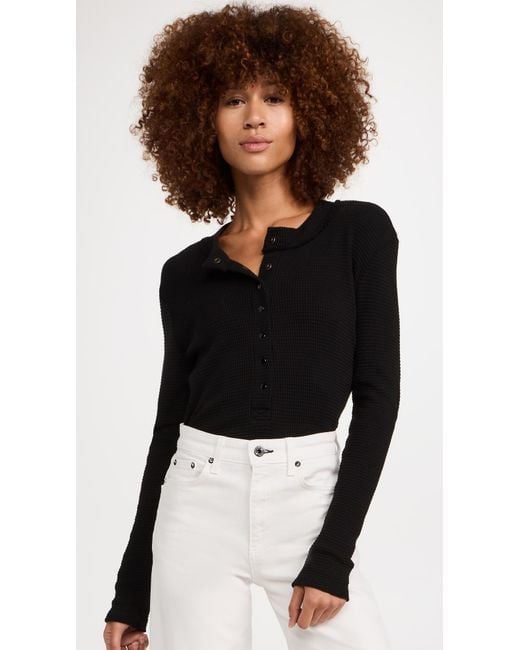ASKK NY Black Snap Henley Top