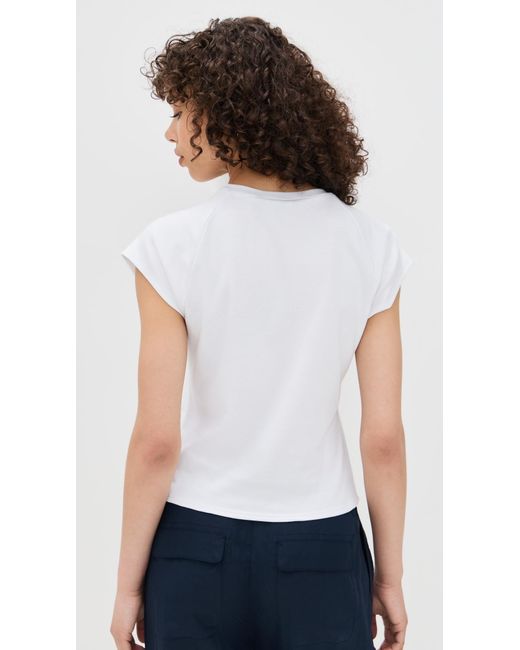 Theory White Raglan Cap Sleeve Tee