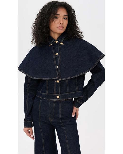 Ulla Johnson Blue The Agata Denim Cape Jacket
