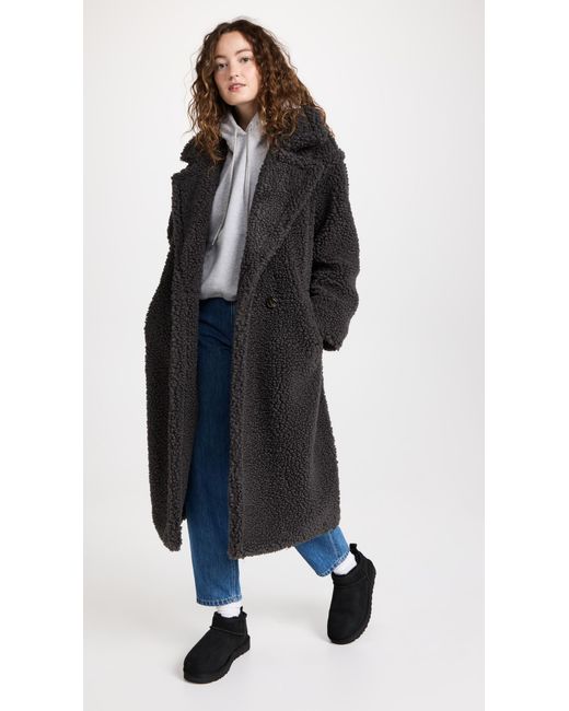 UGG Gertrude Long Teddy Coat in Black | Lyst Canada