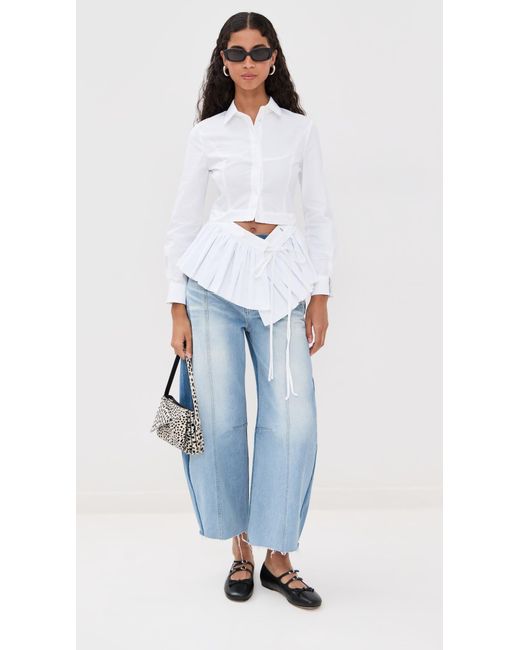 ROKH White Buttoned Peplum Shirt