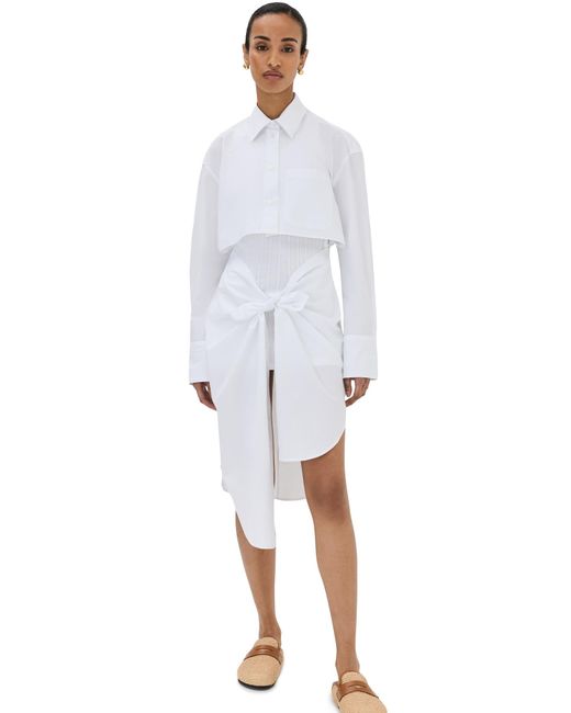 J.W. Anderson White Knot Front Hybrid Shirt Dress
