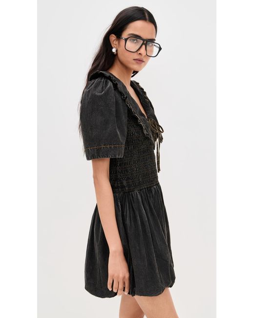 ganni black cotton poplin smock mini dress Ganni - Cotton Poplin Mini Smock Dress