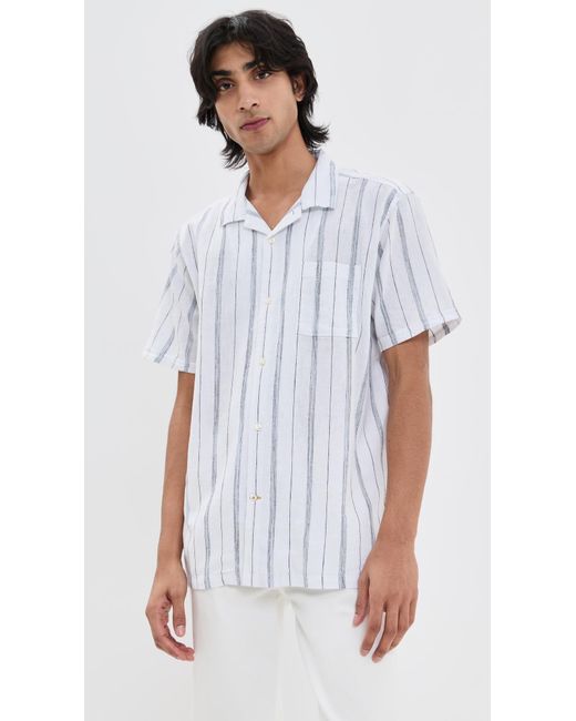 Barbour White Garnock Stripe Regular Fit Shirt for men