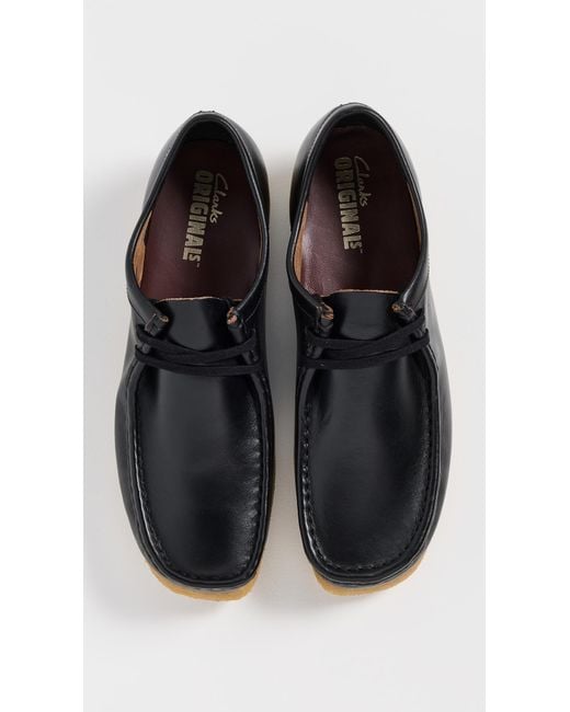 Clarks Black Leather Wallabee Shoes for men