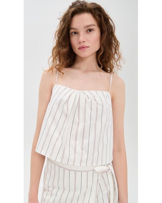 Vince White Seedling Stripe Draped Front Tank