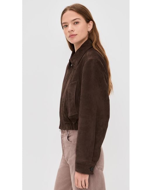 Agolde Brown Nahla Cropped Suede Jacket