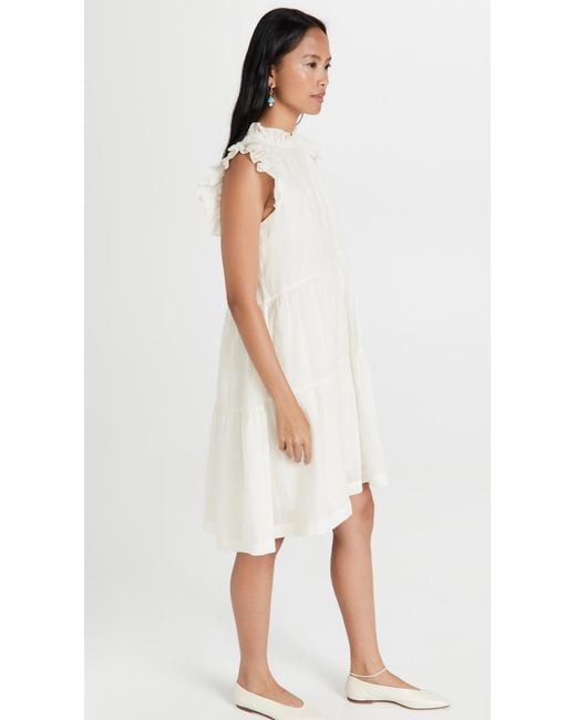 Sea White Tier Waverly Flutter Sleeve Dress