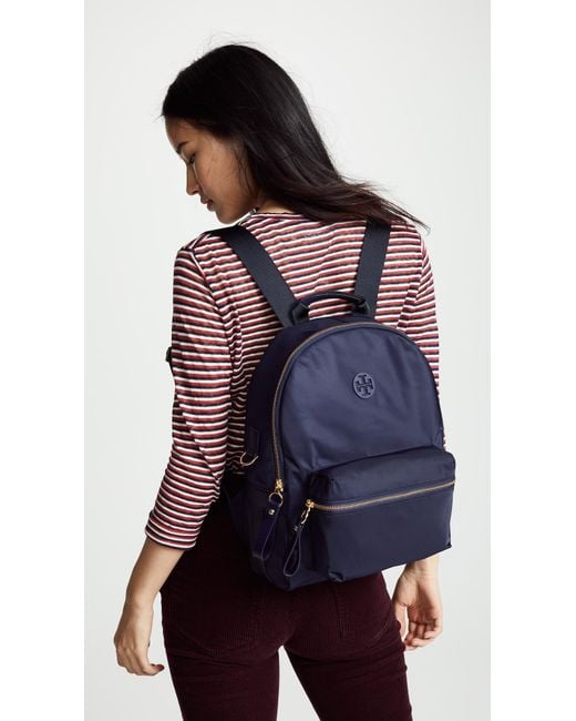 Tory Burch Tilda Nylon Zip Backpack in Blue | Lyst
