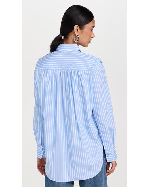 AKNVAS Blue For Button Down Shirt 2 Roses Bue Stripe