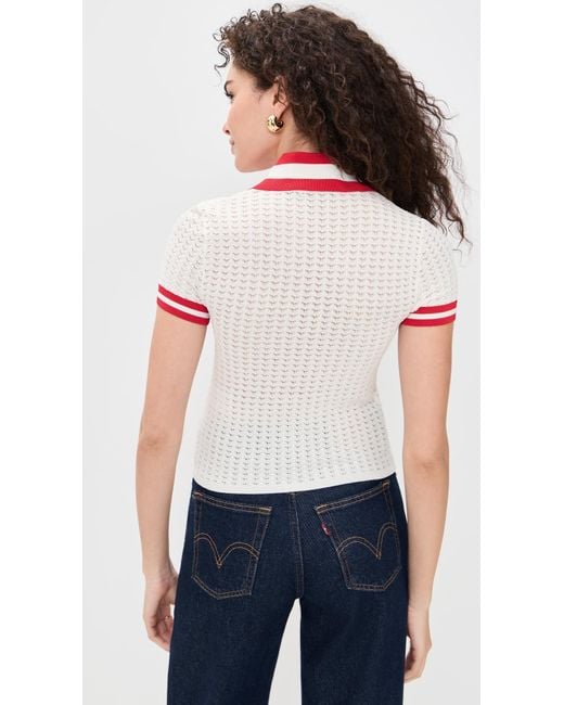 Alice + Olivia White Martha Pointelle Polo