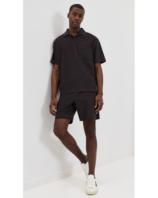 Theory Black Soft Terry Drawstring Shorts 7.75 for men