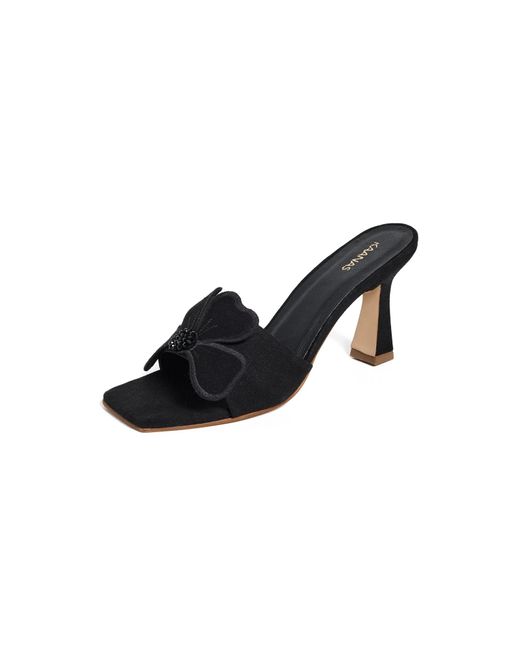Kaanas Black Dune By Lun Flower Applique High Heels