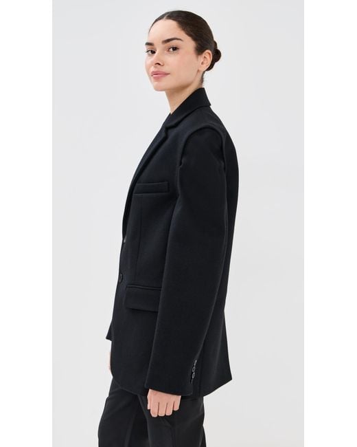 Tibi Black Bonded Recycled Felted Wool Convertible Blazer