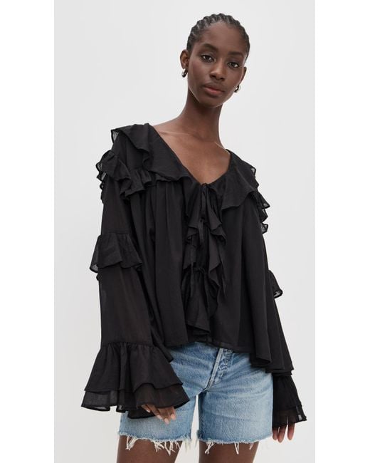 Show Me Your Mumu Black Joss Ruffle Top