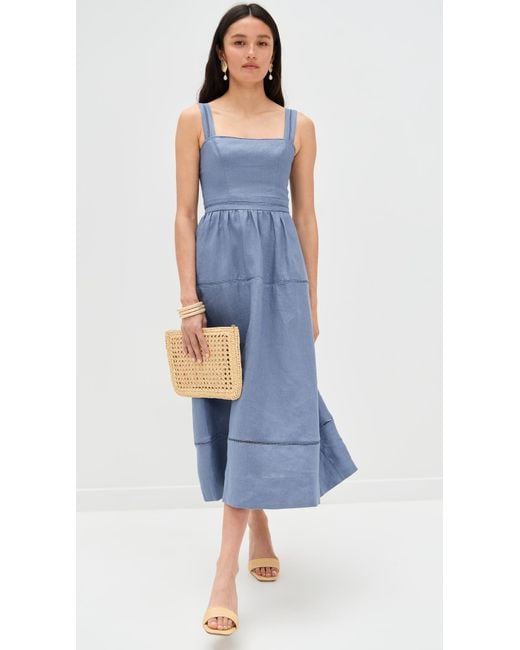 Reformation Blue Everett Linen Dress